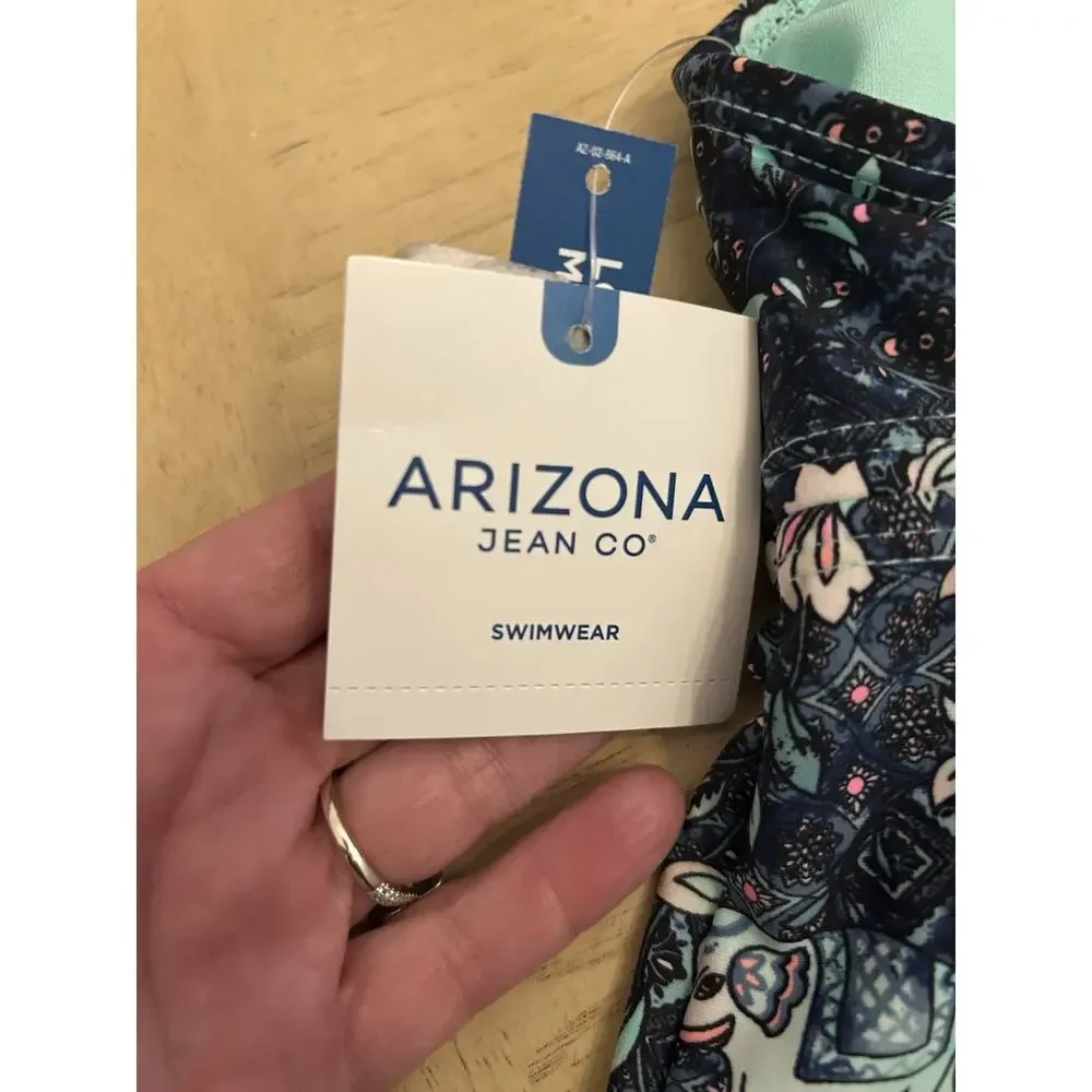 Tropical Elephant Floral Tankini Top Swimsuit Size M Arizona MSRP $38